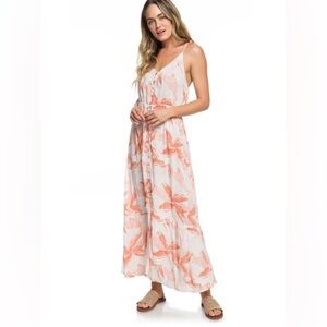 Roxy Hot Summer Lands Maxi Dress Spaghetti Straps Jungle Boogie Floral Size M